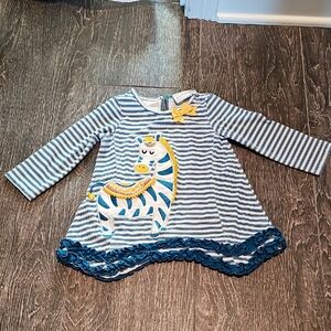 Emily Rose Blue and White Striped Dress with Yellow Accent